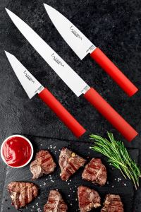 Lazbisa Çelik Asia 3 Parça Mutfak Bıçak Seti Et Ekmek Sebze Meyve Soğan Salata Şef Bıçak